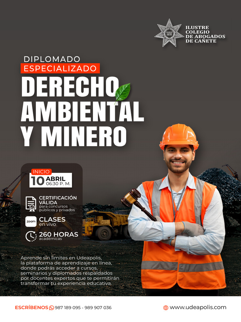 Brochure Diplomado Derecho Ambiental y Minero | PDF | Minería | Ley del ...
