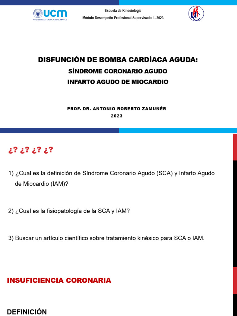 Clase 3 - Sca Iam 2023 | PDF | Infarto de miocardio | Aterosclerosis
