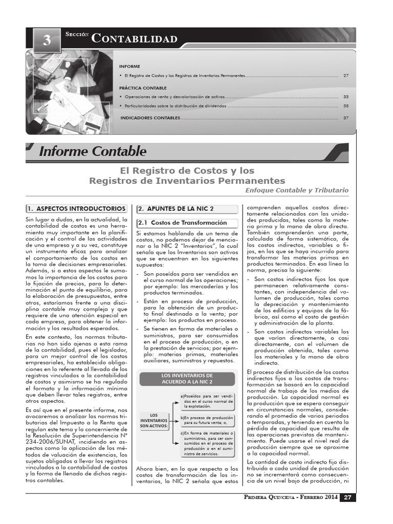 Informe sobre Contabilidad de Costos | PDF | Contabilidad | Margen bruto