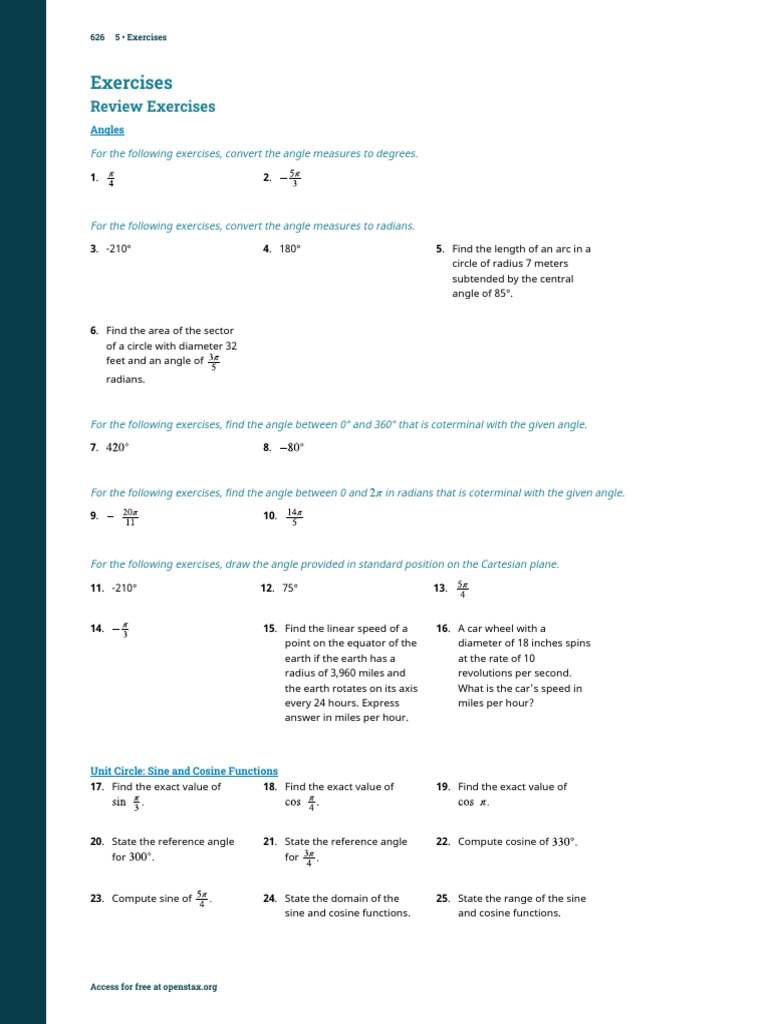 Trigonometry Exercises and Solutions | PDF | Angle | Trigonometry