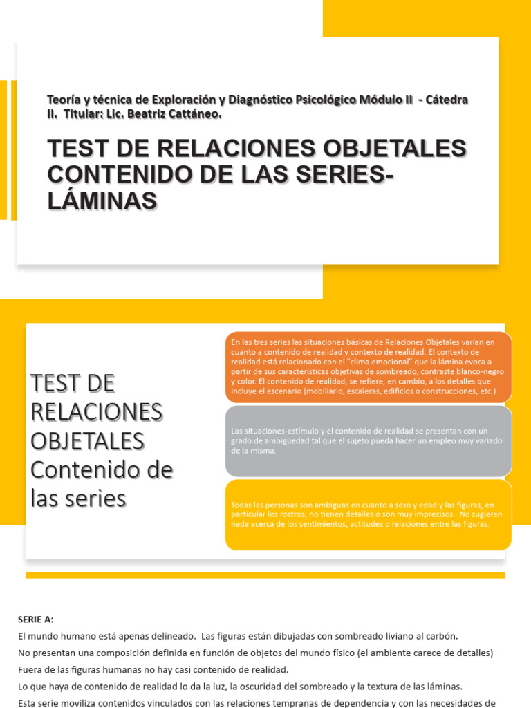 Clase 9 - Test de Relaciones Objetales Láminas y Series | PDF ...