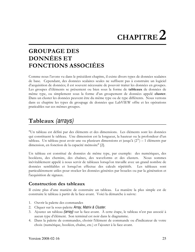 Labview guide utilisation chap2 pdf tableau structure de