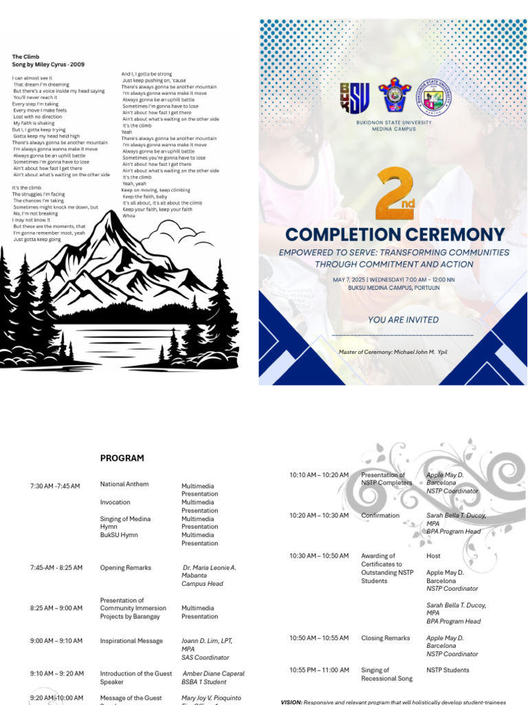 NSTP Community Immersion Program Agenda | PDF