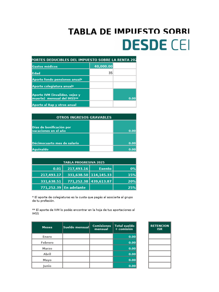 Tabla ISR 2025 y Cálculo de Retenciones | PDF | Impuesto sobre la renta ...