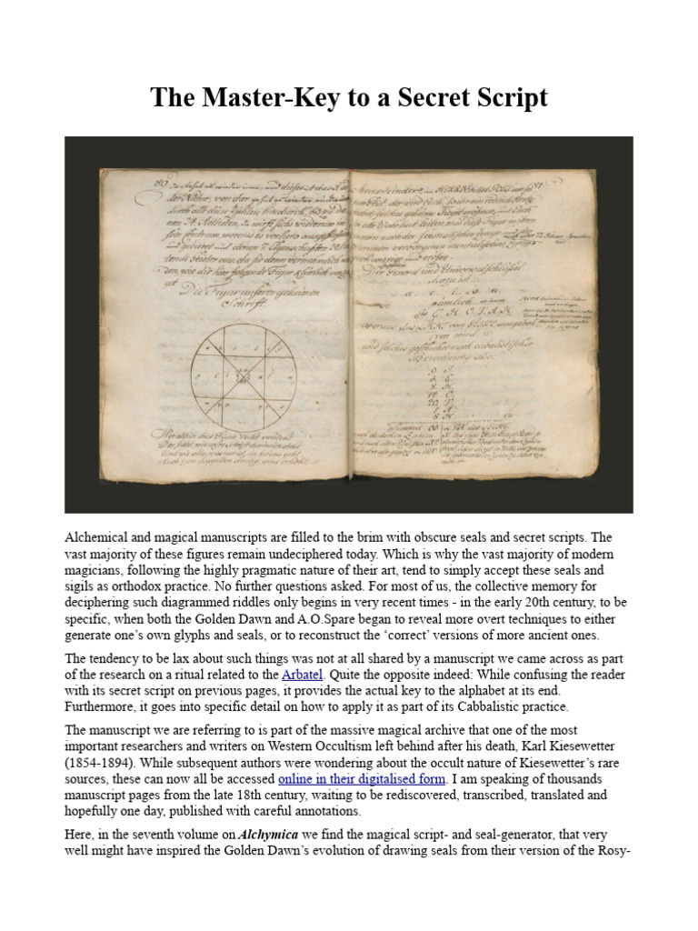 The Master-Key To A Secret Script | PDF | Religious Belief And Doctrine