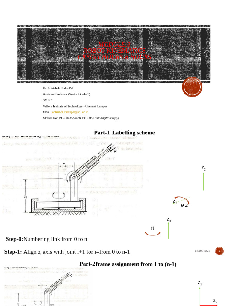 Robot Kinematics Frame Assignment Guide | PDF