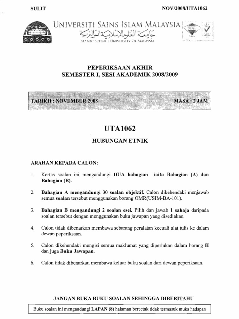 Soalan Hubungan Etnik Dan Jawapan Upsi - Malacca b