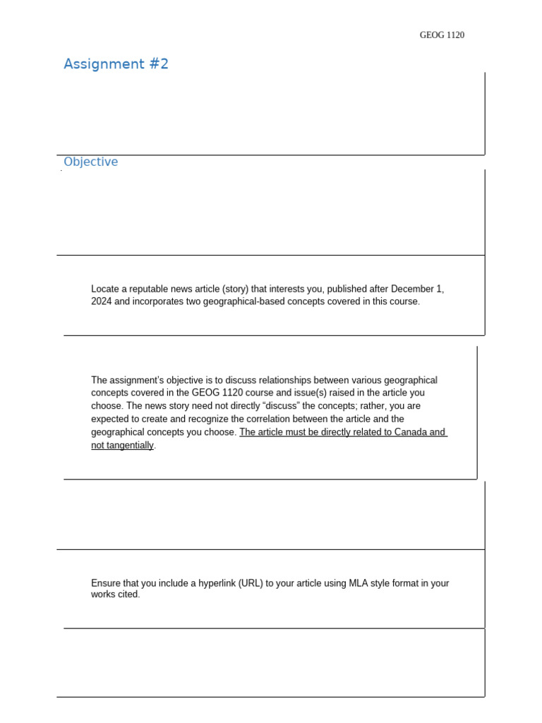 Assignment 2 GEOG 1120 | PDF | Written Communication