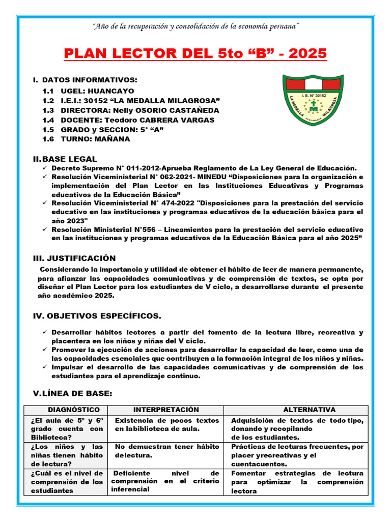 Plan Lector 5to 