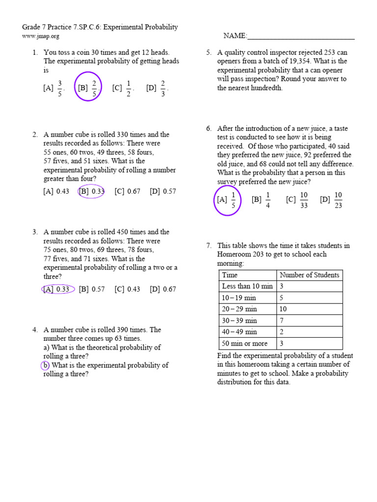 Mishelle Cabrera - 7.SP.C.6.ExperimentalProbabilit | PDF | Applied ...