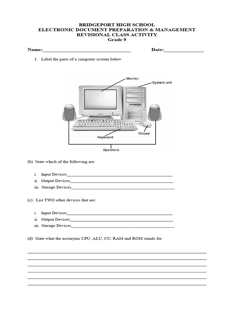Grade 9 Revision Class Activity 1 | PDF