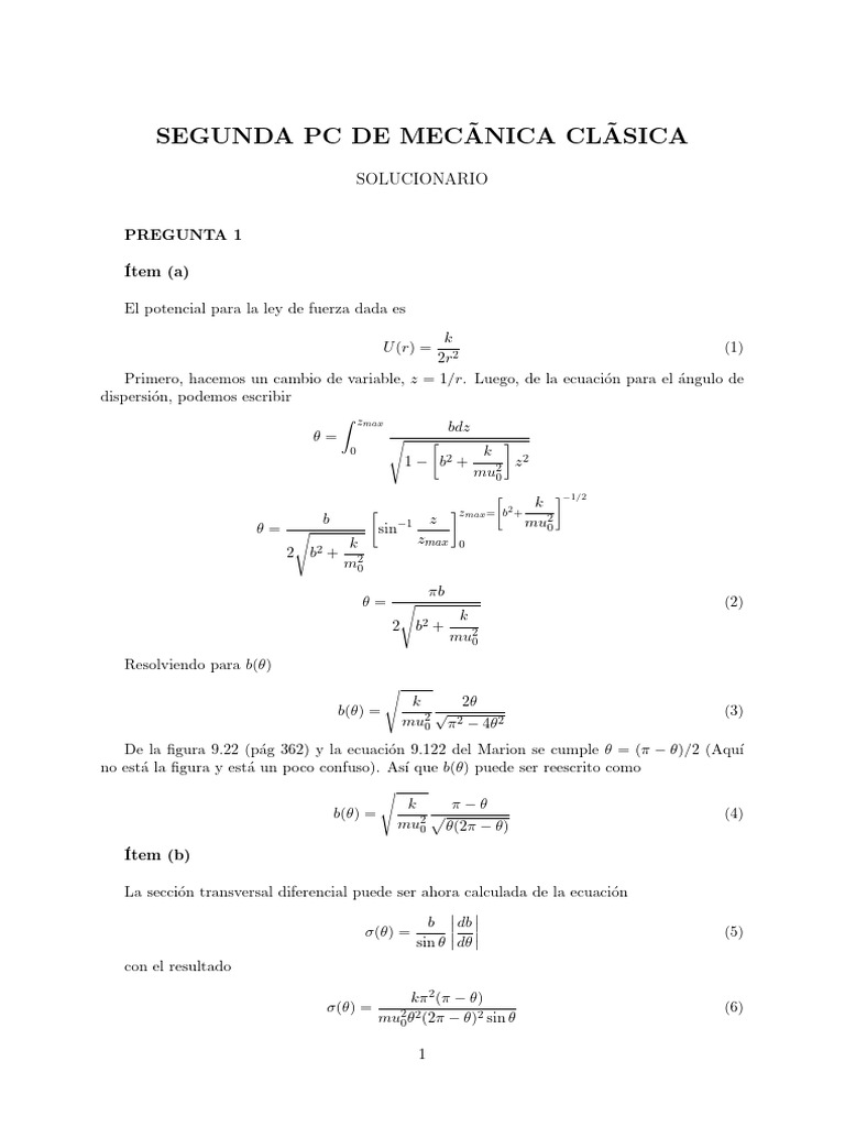 Sol PC2 CF3F1 2022 2 - 250418 - 124433 | PDF | Física | Objetos matemáticos