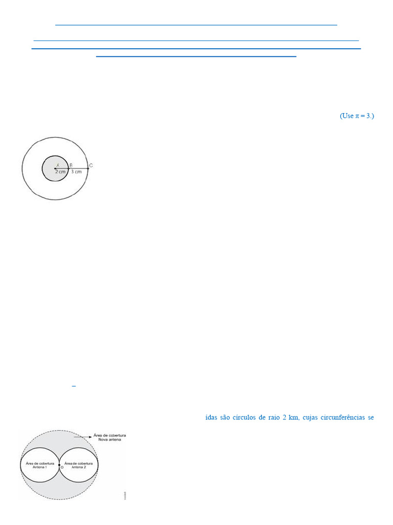 Exercícios 201M Área de Figuras Planas | PDF | Metro | Círculo
