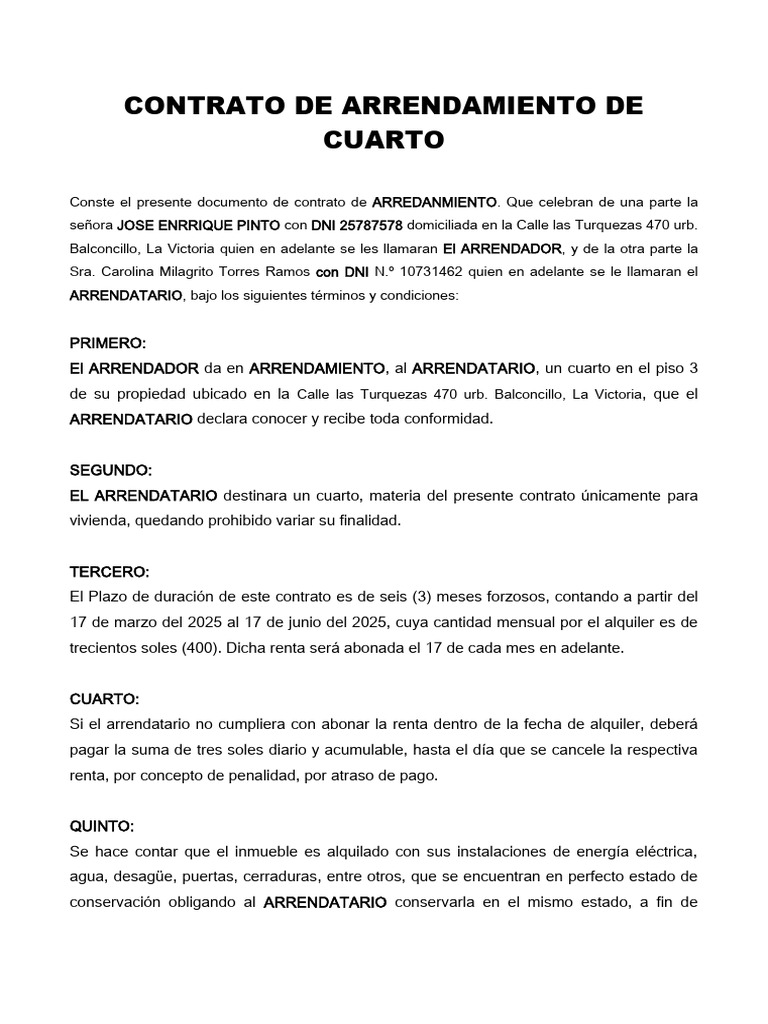Contrato de Arendamiento Je400 | PDF
