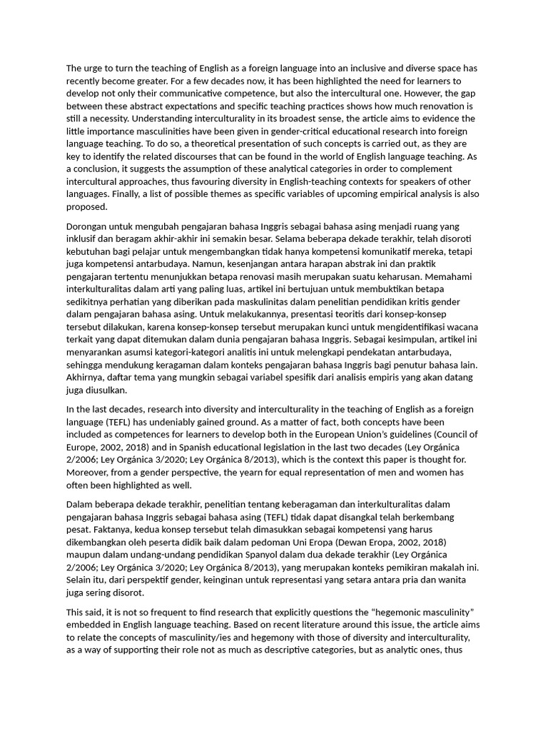 The Urge To Turn The Teaching of English As A Foreign Language Into An ...