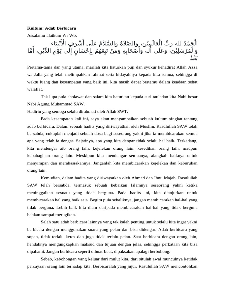 Adab Berbicara dan Bercanda dalam Islam | PDF