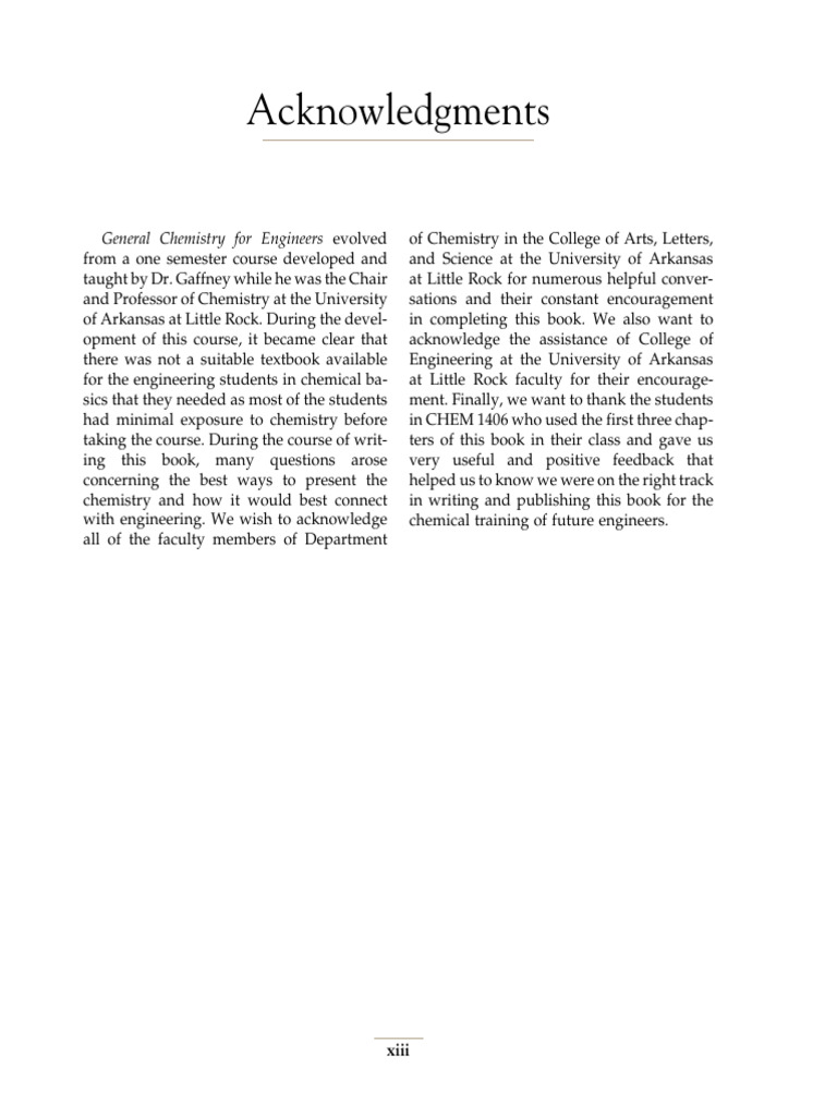 Acknowledgments - 2018 - General Chemistry For Engineers | PDF
