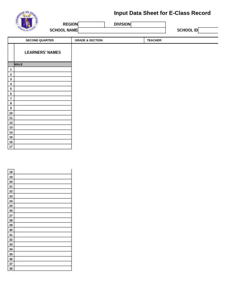 E-Class Record Input Data Sheet | PDF
