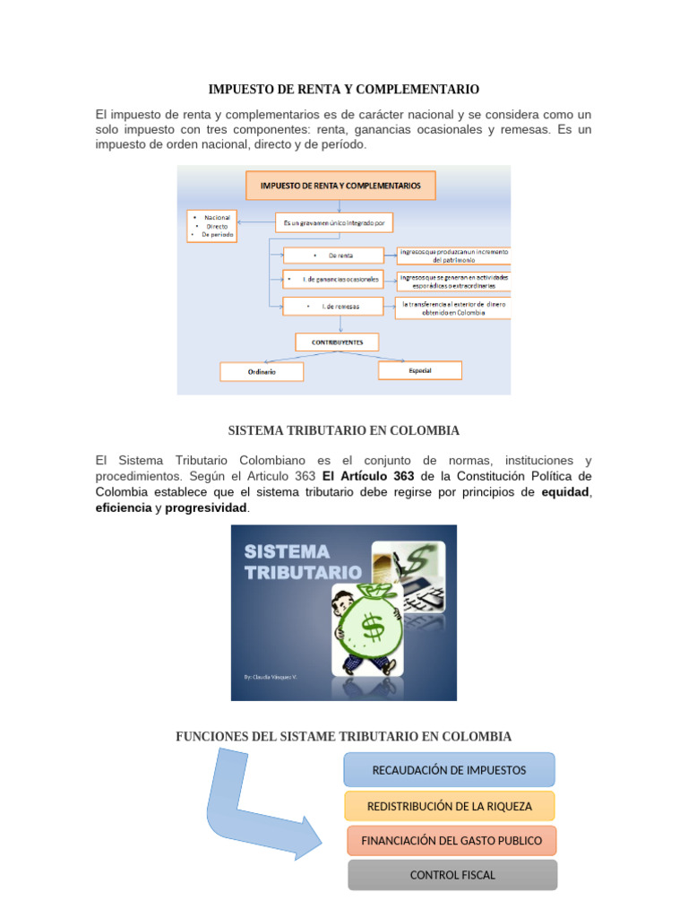 IMPUESTO DE RENTA Y COMPLEMENTARIO | PDF | Impuestos | Impuesto sobre ...