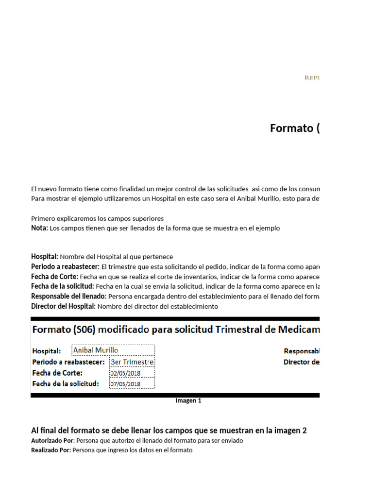 Formato S06 para Solicitud de Medicamentos | PDF | Sustancias químicas