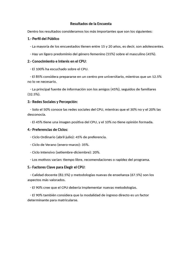 Resultados de La Encuesta | PDF