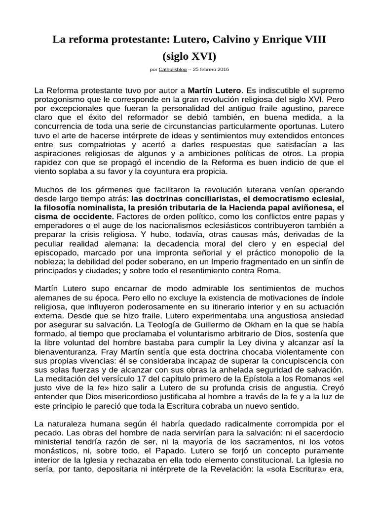 La Reforma Protestante | PDF | protestantismo | Martin Luther