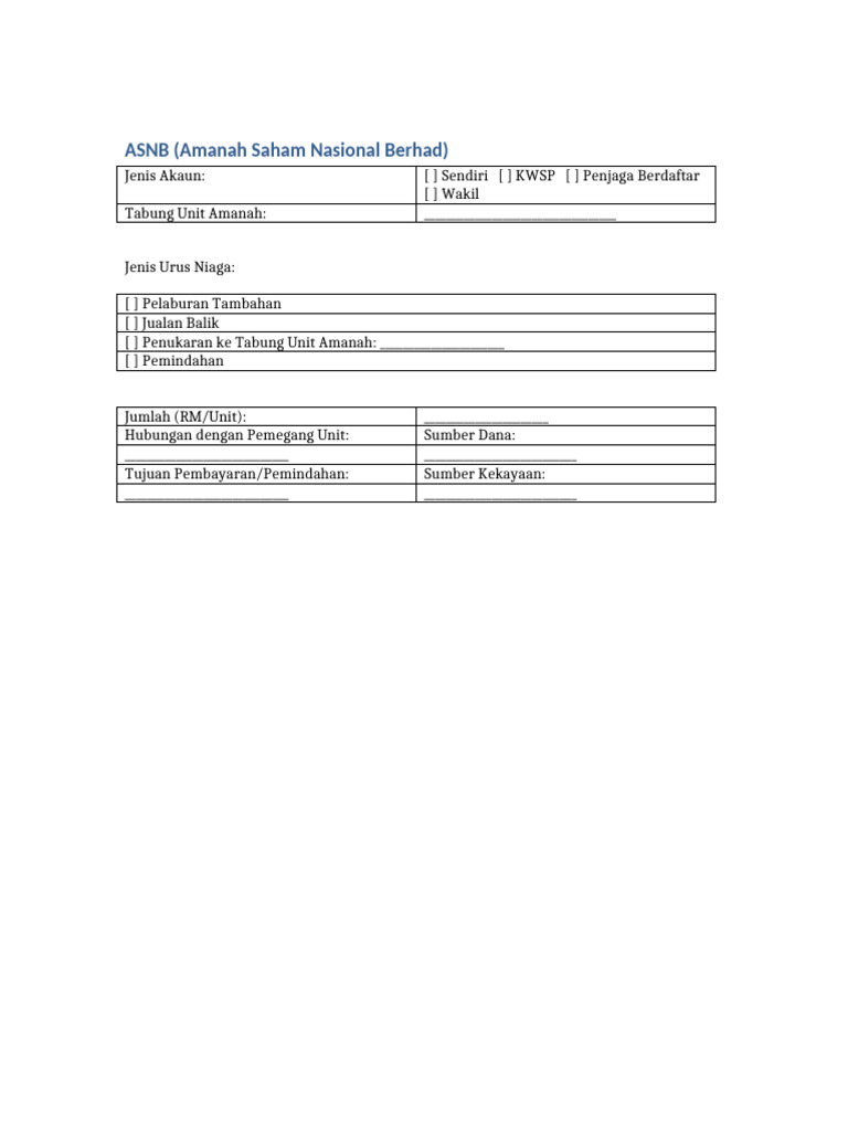 ASNB Form | PDF