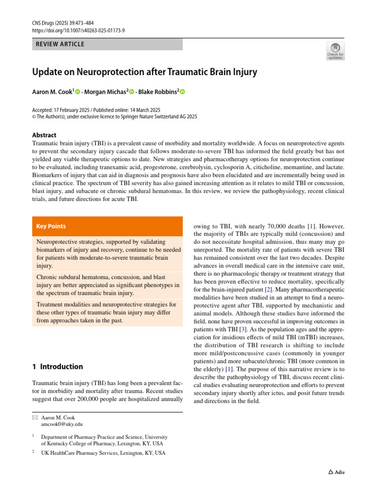 Neuroprotection Strategies for TBI | PDF | Traumatic Brain Injury ...