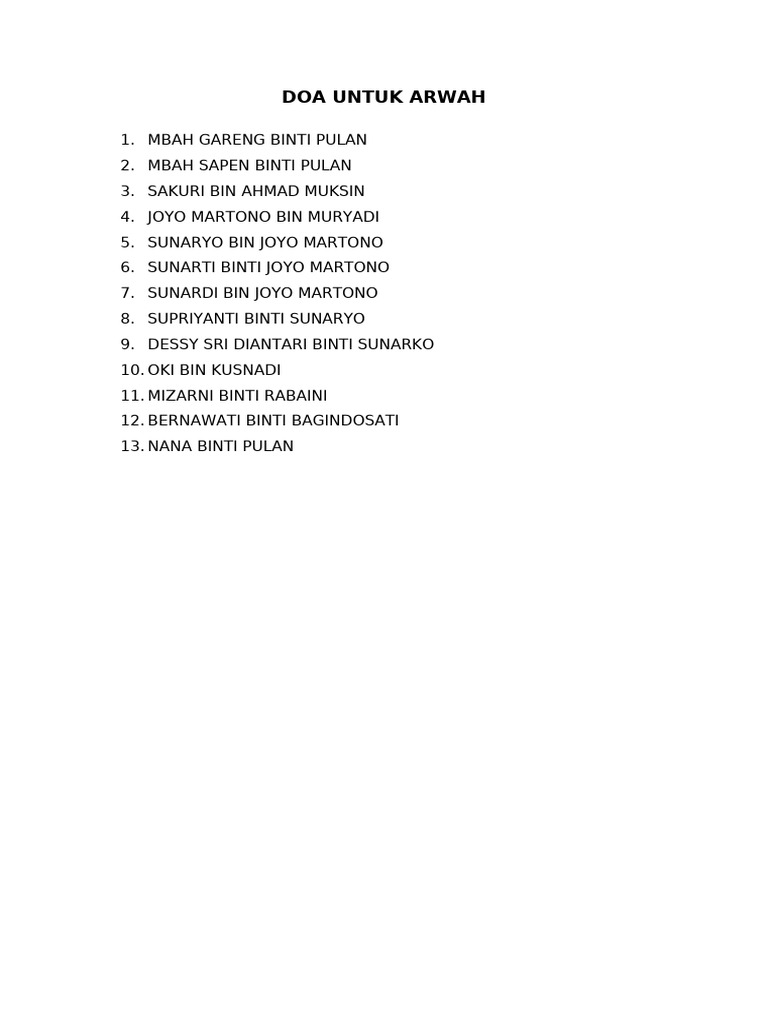 Doa Untuk Arwah | PDF