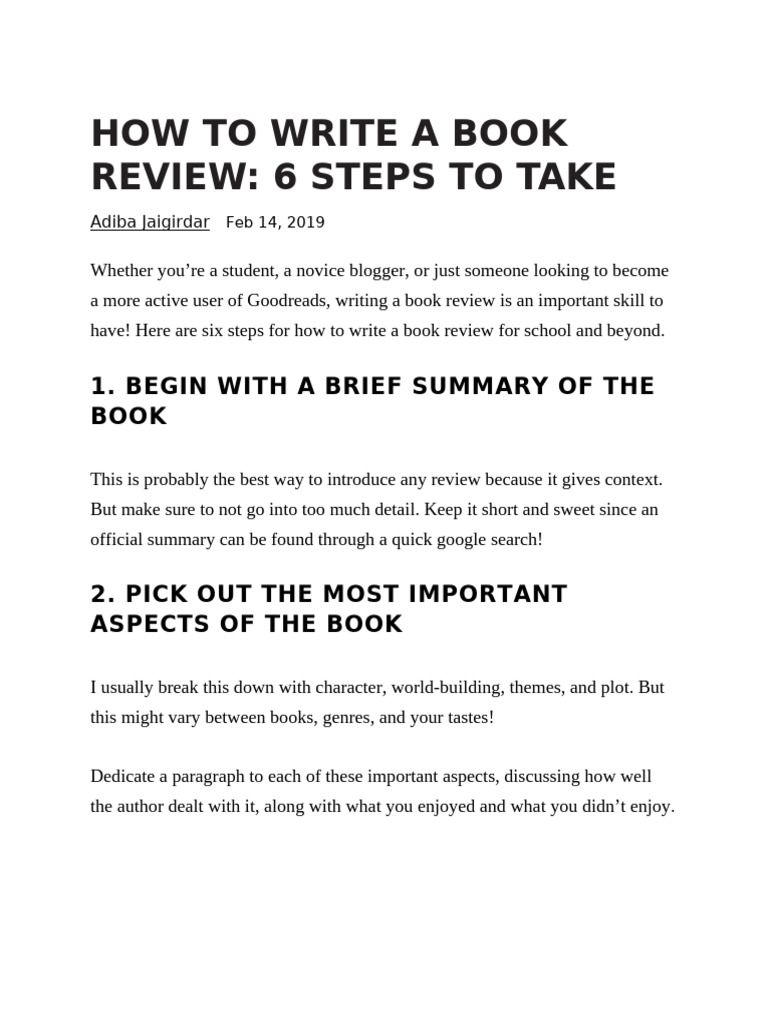 Steps to Write a Book Review | PDF