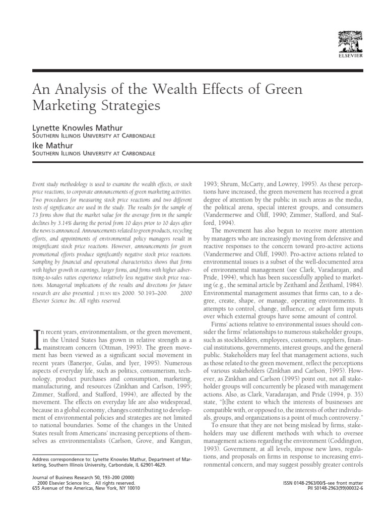 An Analysis of The Wealth Effects of Gre | PDF | Marketing | Stocks