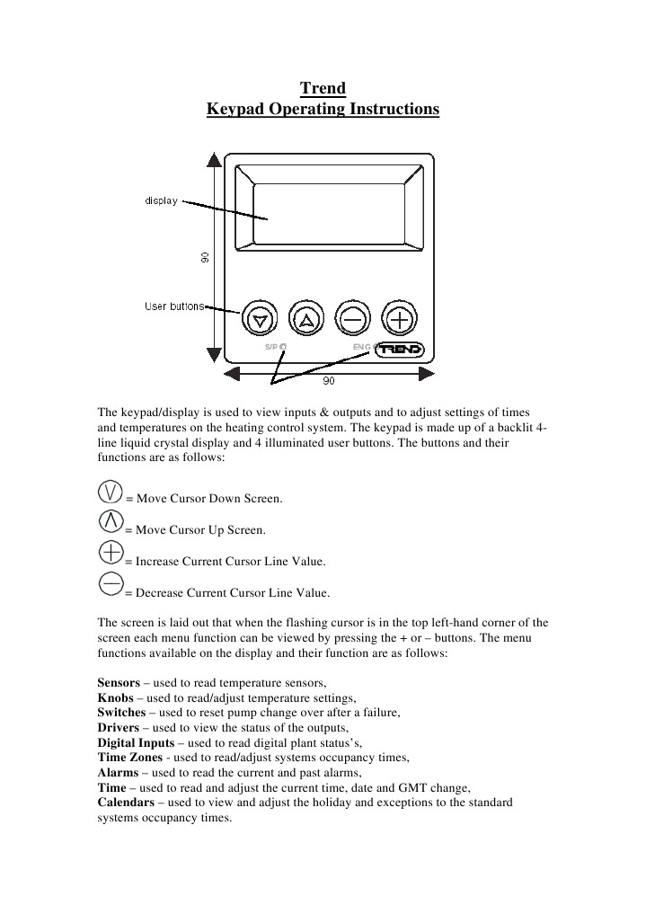 Keypad Operating Instructions Guide | PDF | Menu (Computing) | Menu