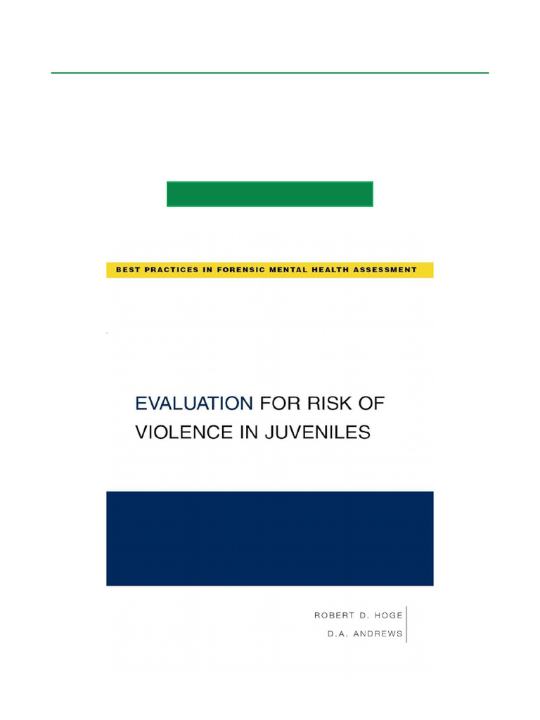 Evaluation For Risk of Violence in Juveniles Entire Volume Download ...