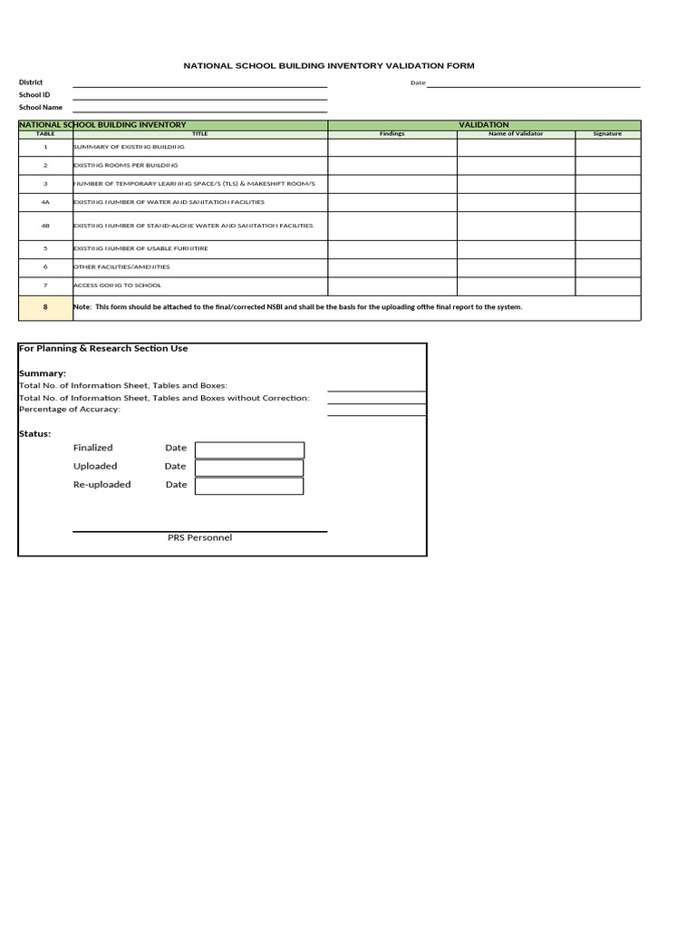 NSBI Validation Form | PDF