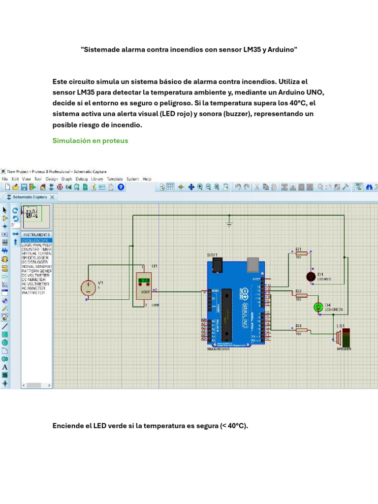 Alarma de Incendio con LM35 y Arduino | PDF