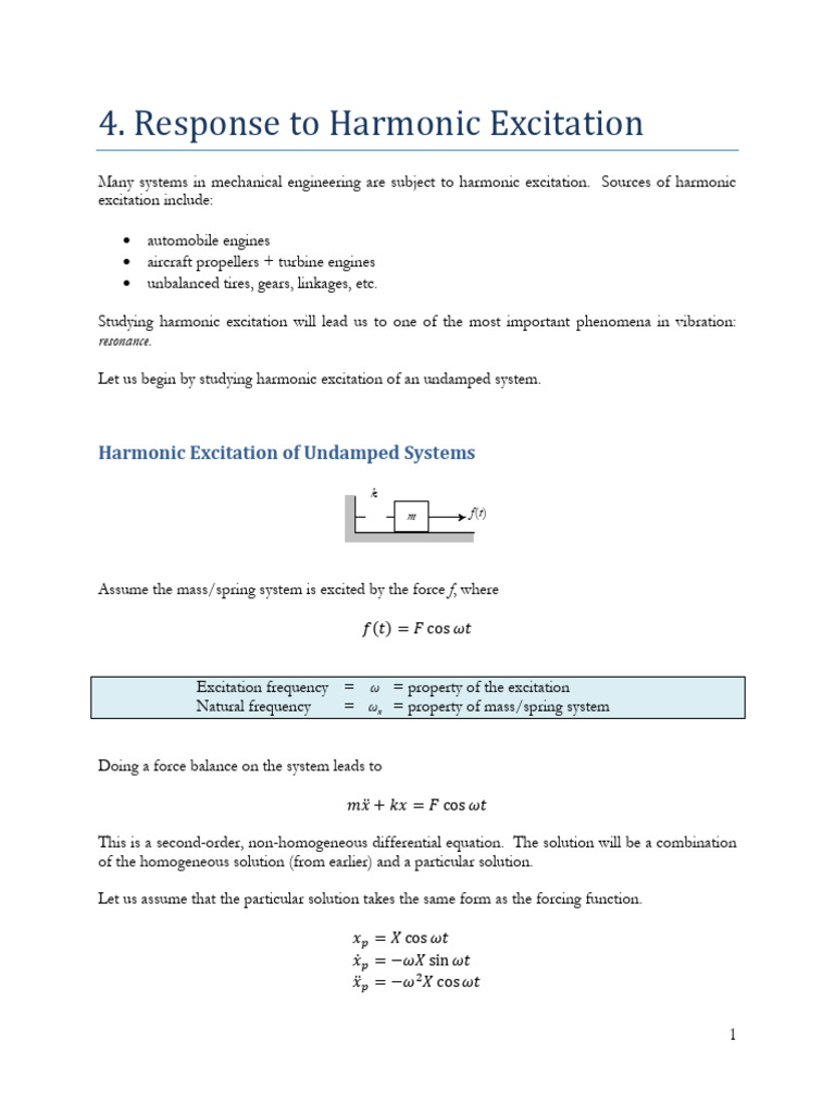 Harmonic Excitation in Mechanical Systems | PDF | Resonance | Mechanics