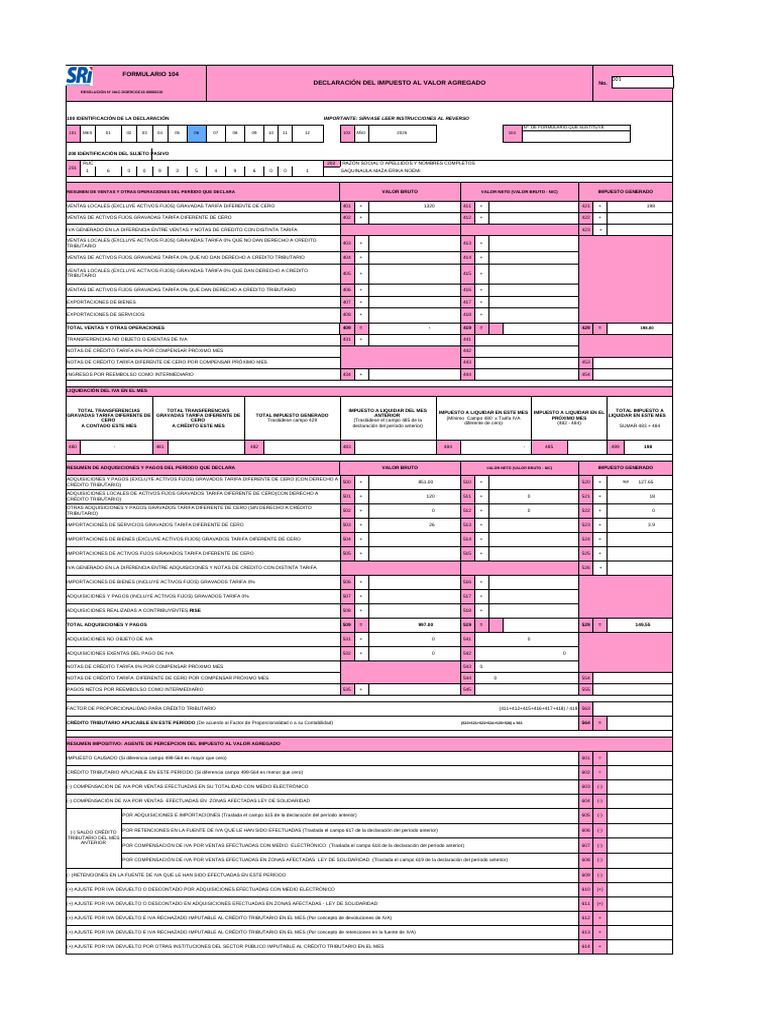 Formulario Caso 1 | PDF | Impuesto al valor agregado | Impuestos
