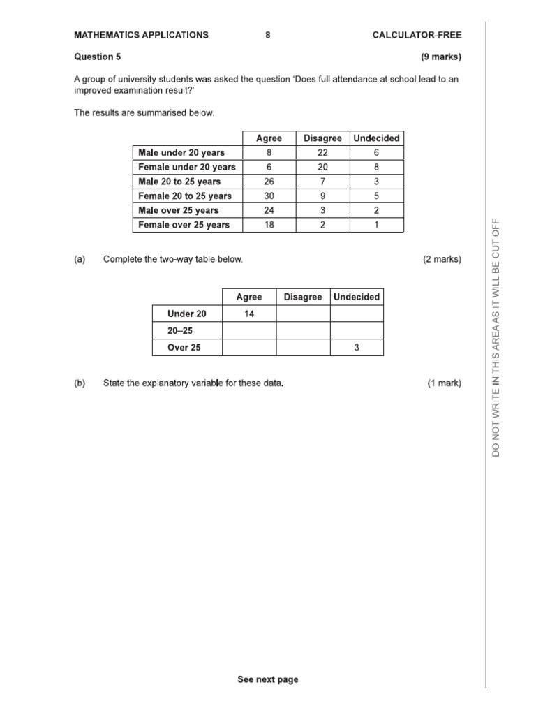 WACE 2017 Question Two-Way Tables Calc Free | PDF