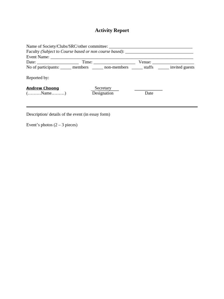 Sample of Activity Report | PDF