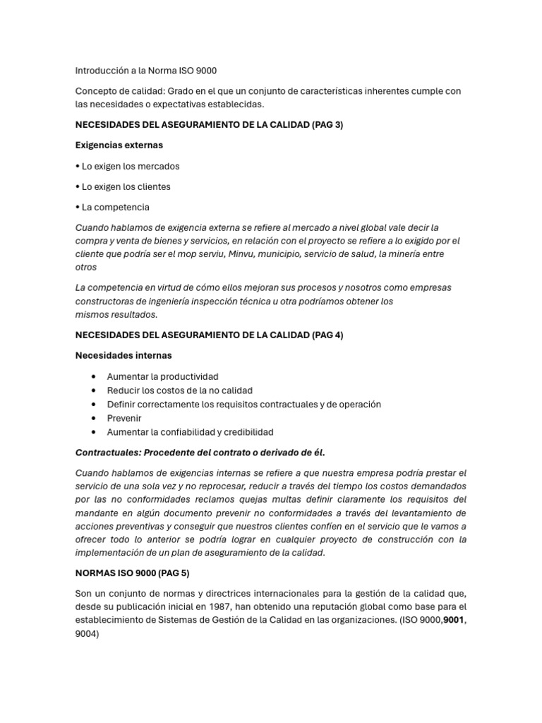 Introducción a La Norma ISO 9000 | PDF | Calidad (comercial) | Gestión ...