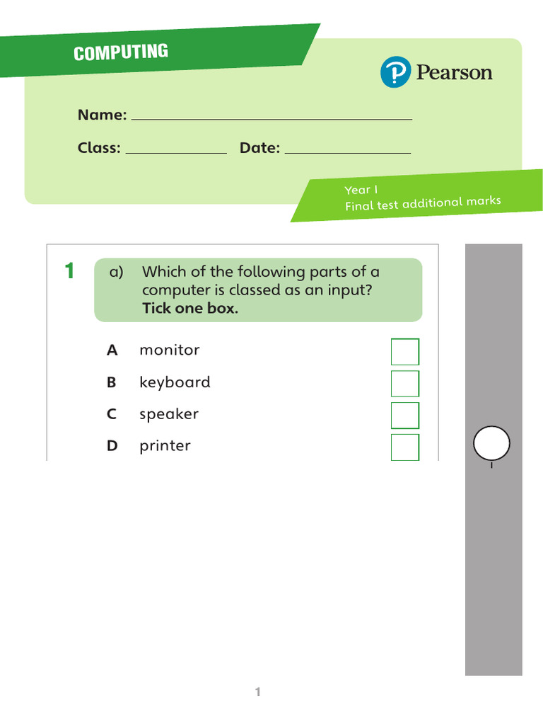 Year 1 Computing Final Test | PDF