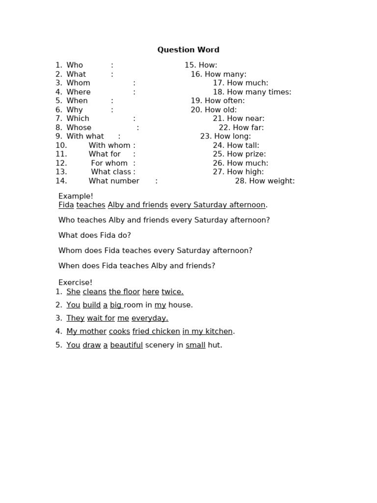 Question Words in English Explained | PDF