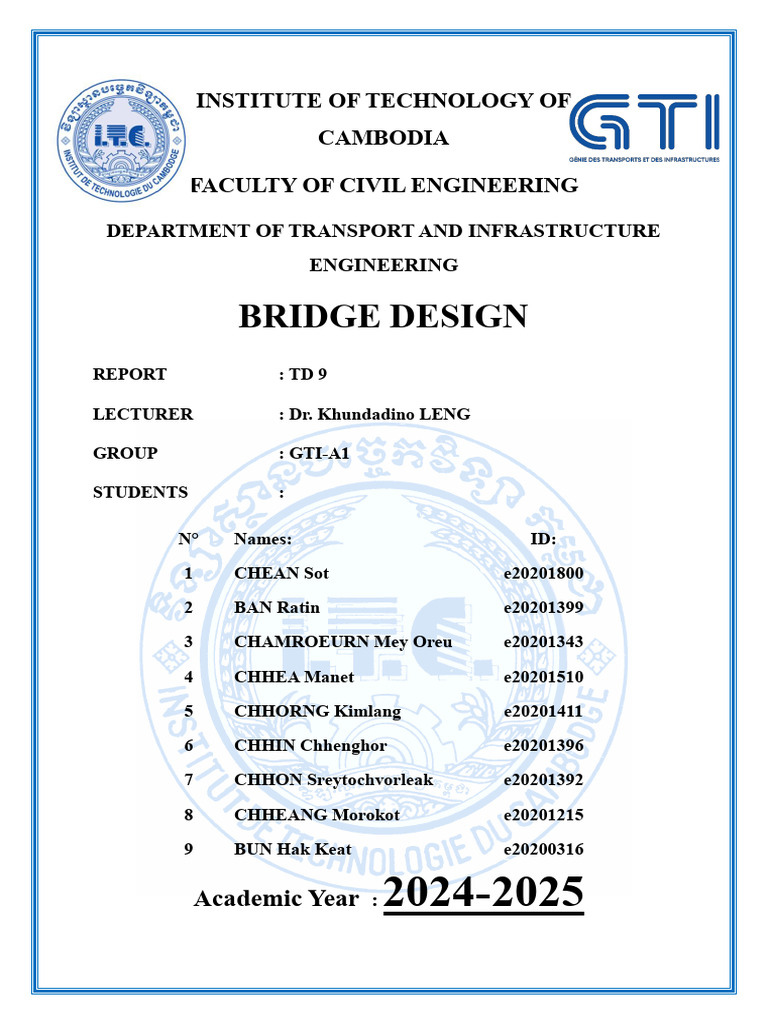 Bridge Design Report for Civil Engineering | PDF | Mechanical ...