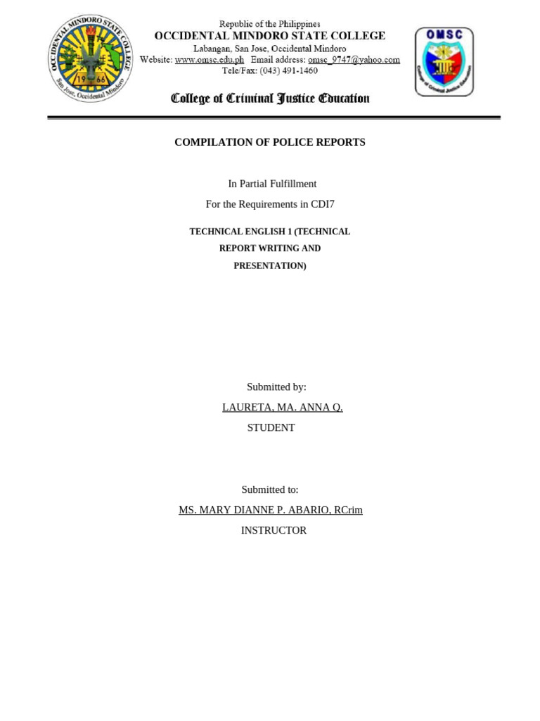 Police Report Compilation for CDI7 | PDF