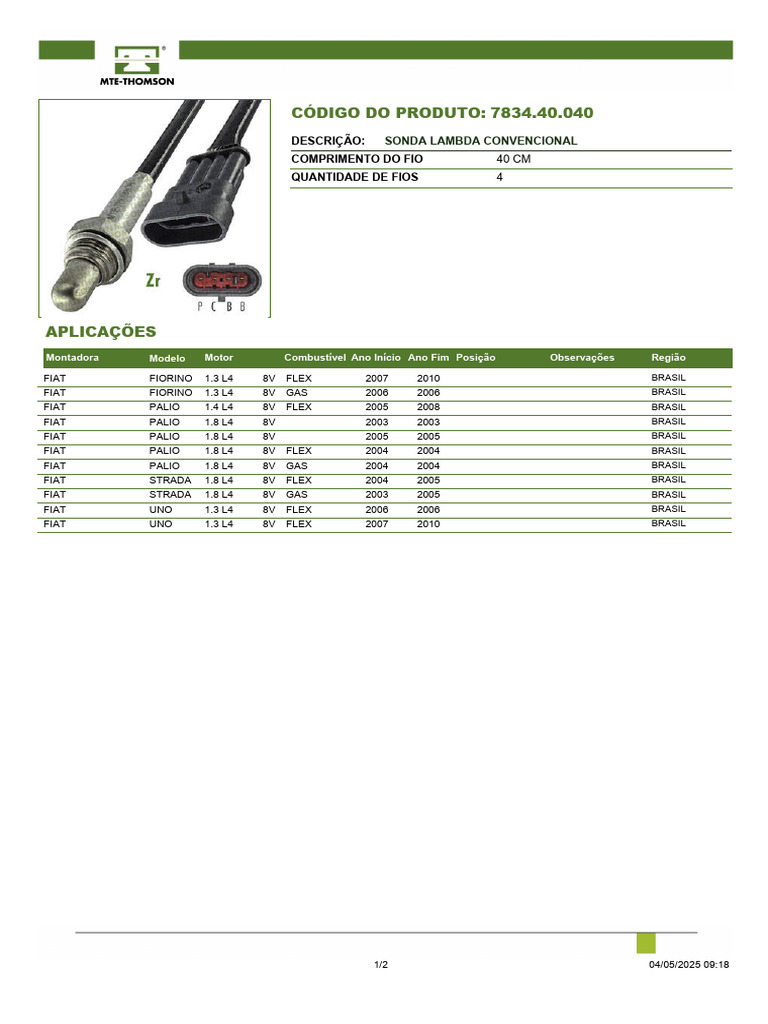 Sonda Lambda Convencional 40cm 4 Fios | PDF