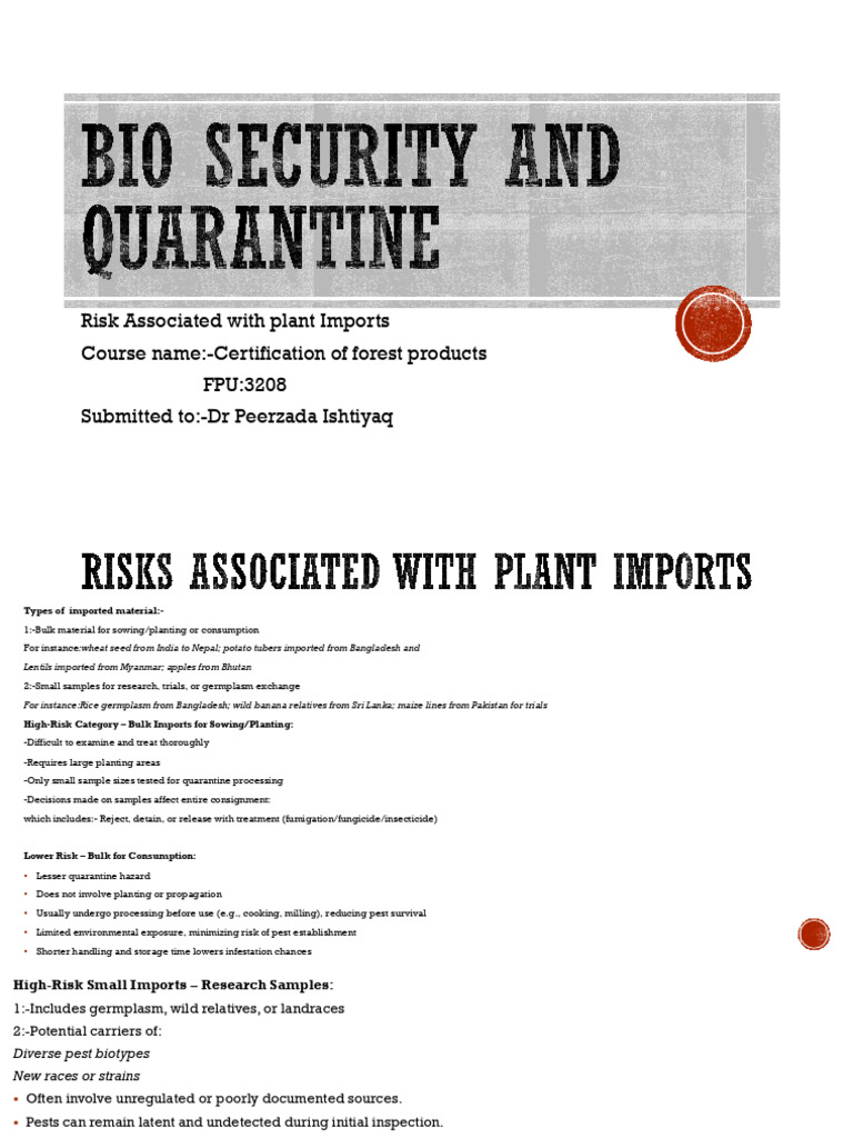 Plant Import Risks and Quarantine Measures | PDF | Pest (Organism ...