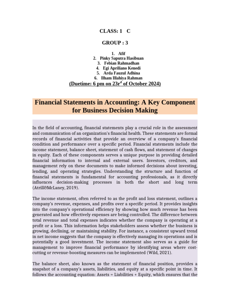Financial Statements for Business Decisions | PDF | Equity (Finance ...