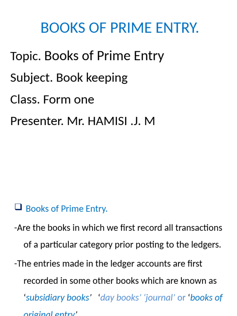 Books of Prime Entry Slides | PDF | Debits And Credits | Business