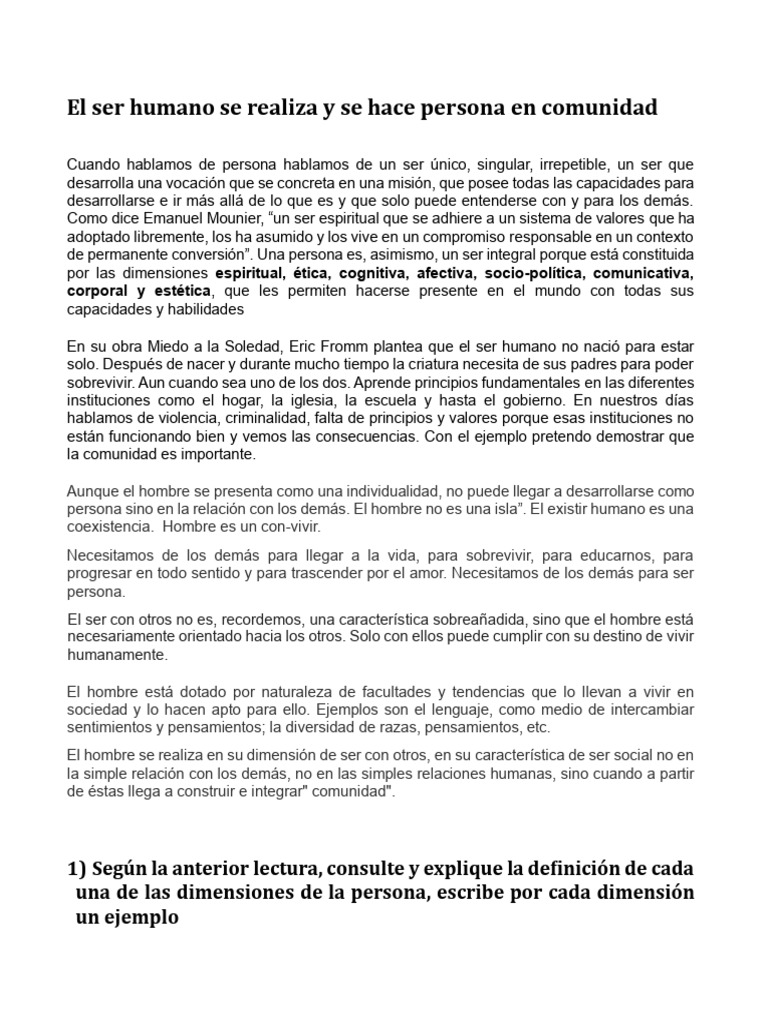 1 Guia 8vo - Persona en Comunidad | PDF | Amor | Humano