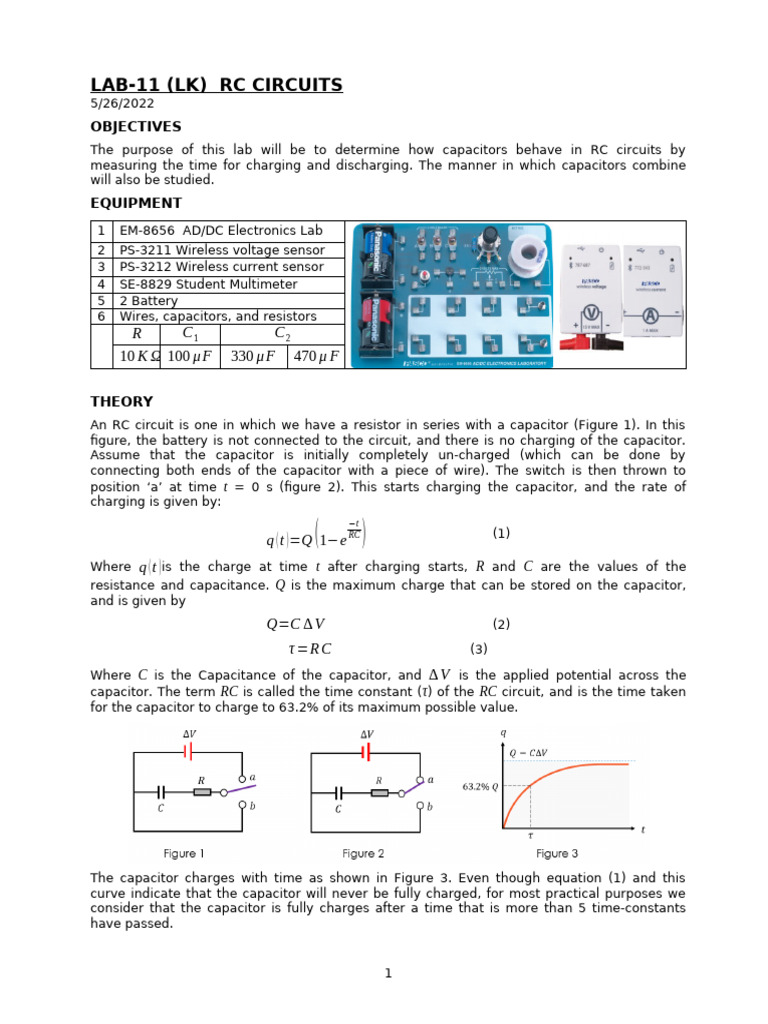 Understanding RC Circuits in Labs | PDF | Capacitor | Electrical Network